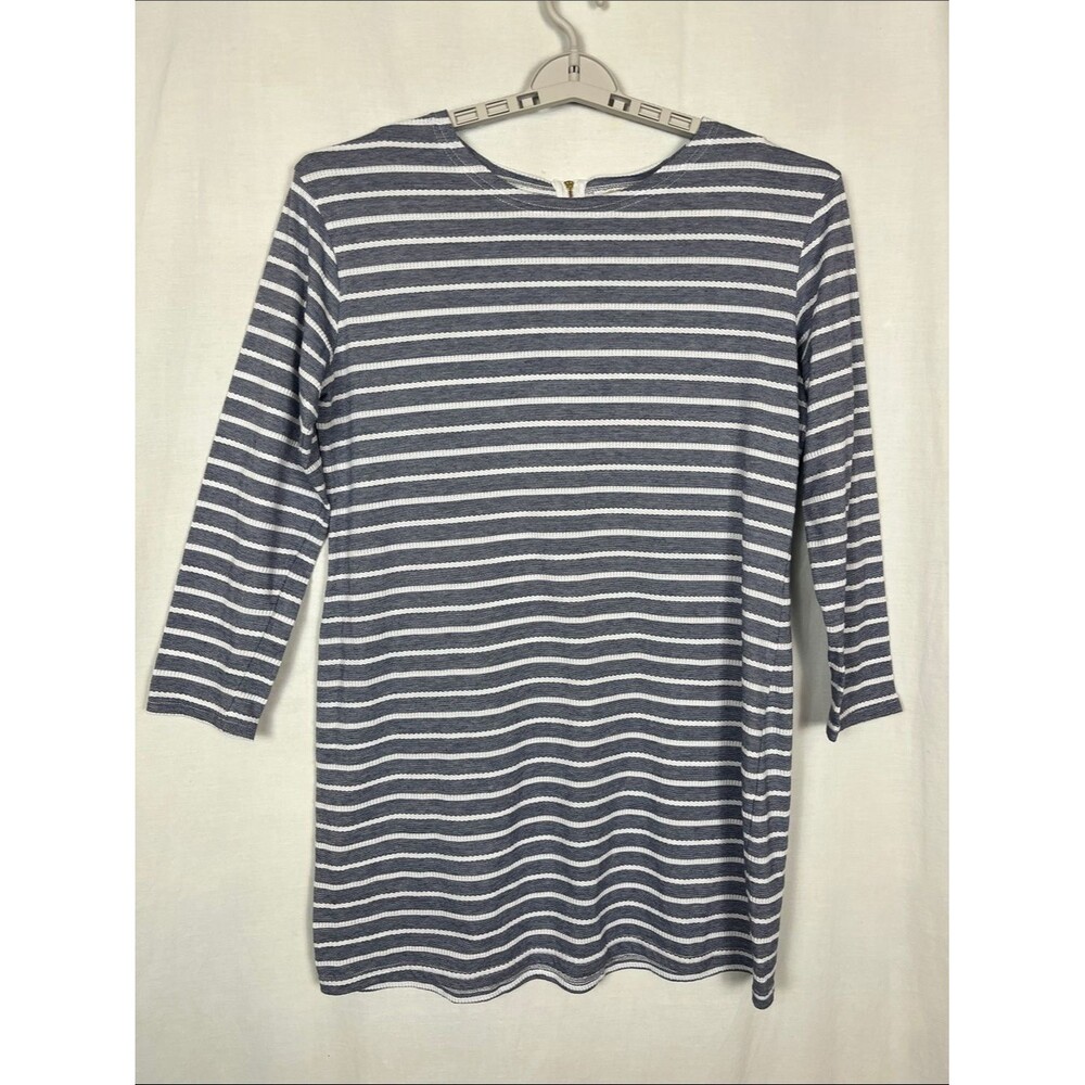 STS Sail to Sable Blue and White Striped Long Sleeve Mini Dress
